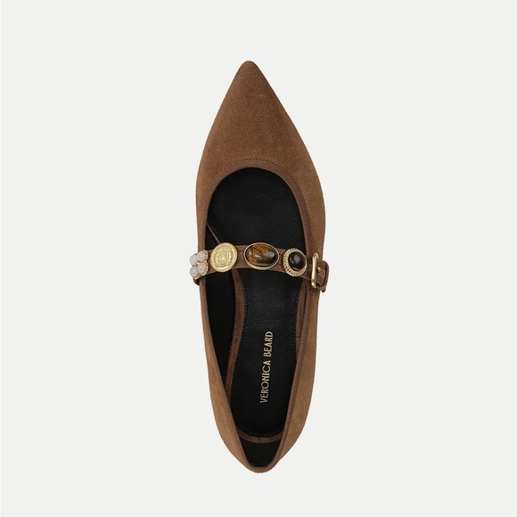 Veronica Beard Shoes - Veronica Beard Tan Flats with Gold Details
